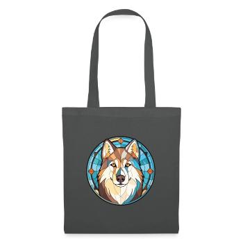 Husky-Hund Bunte Aquarell-Tier-Illustration - Stoffbeutel - Graphite - Vorne