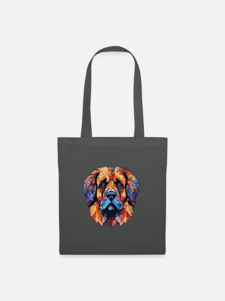 Leonberger Hunderasse Aquarell Glas Illustration - Stoffbeutel - Graphite