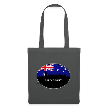 Goldküste-Australien-Flaggen-Skyline-Schattenbild-Trave - Stoffbeutel - Graphite - Vorne