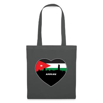 Amman Jordanien Flagge Skyline Reise Souvenir - Stoffbeutel - Graphite - Vorne