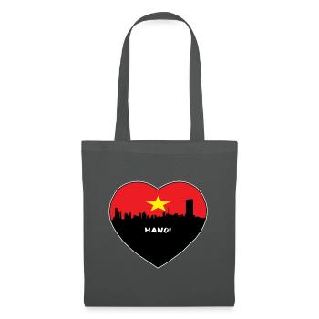 Hanoi Vietnam Flagge Skyline Reise Souvenir - Stoffbeutel - Graphite - Vorne