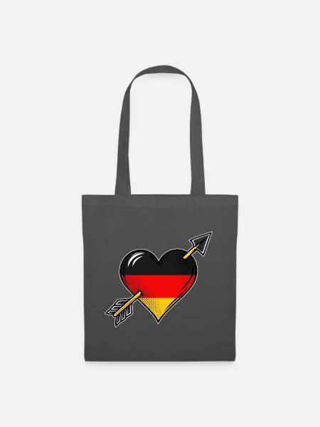 Deutschland Flagge Herz mit Pfeil - Stoffbeutel - Graphite