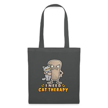 Pebbly – Katzentherapie – Kleiner Pebble und eine Katze - Stoffbeutel - Graphite - Vorne