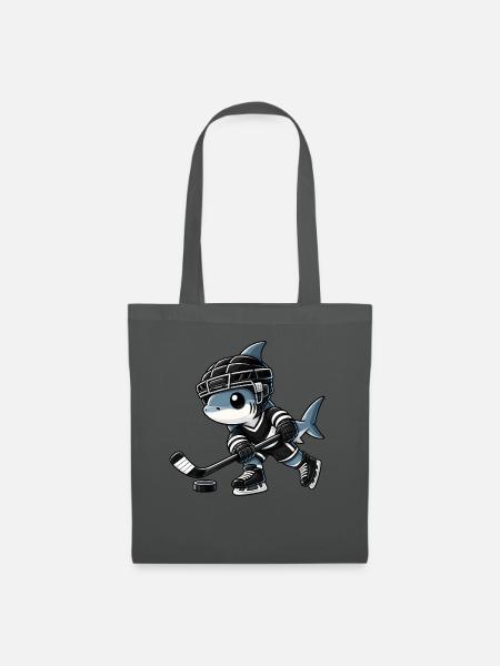 Cooler Eishockeyspieler Cartoon Stil - Stoffbeutel - Graphite