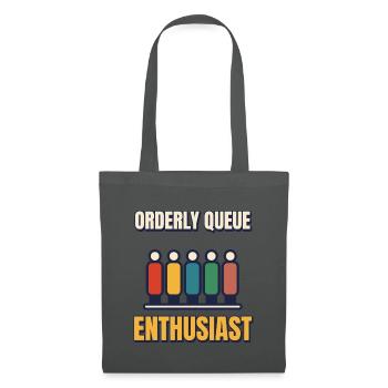 Ordnungsvolles Warteschlangen-Enthusiast Lustiges britisches Anstehen - Stoffbeutel - Graphite - Vorne