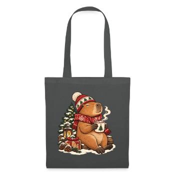 Weihnachts Capybara – Gemütlicher Winter - Stoffbeutel - Graphite - Vorne