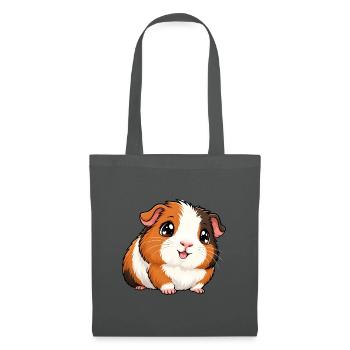 Kawaii Meerschweinchen – Süßes Flauschknäuel - Stoffbeutel - Graphite - Vorne
