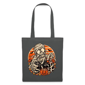 Halloween-Mumien-Gamer vor Retro-Sonne - Stoffbeutel - Graphite - Vorne