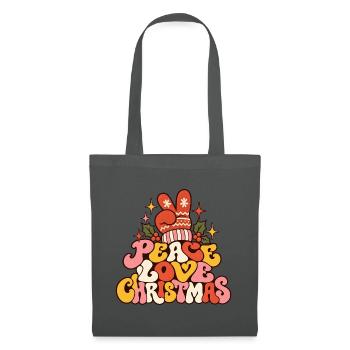 Peace Love Christmas Retro Hippie Weihnachten - Stoffbeutel - Graphite - Vorne