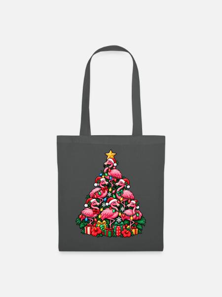 Flamingo Weihnachtsbaum - Stoffbeutel - Graphite