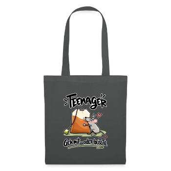 Teenager – Lustige Maus mit Teebeutel Spruch - Stoffbeutel - Graphite - Vorne