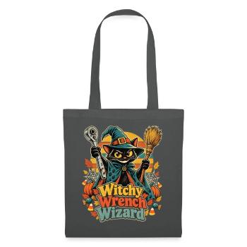 Halloween Hexenkatze Mechaniker Wizard - Stoffbeutel - Graphite - Vorne