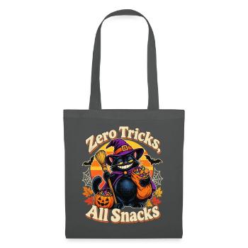 Halloween Hexenkatze Zero Tricks Snacks - Stoffbeutel - Graphite - Vorne
