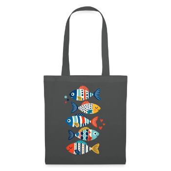 Geometrischer Regenbogenfisch - Stoffbeutel - Graphite - Vorne