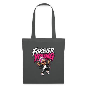 Forever Young – Coole Rock Oma – Kultspruch - Stoffbeutel - Graphite - Vorne