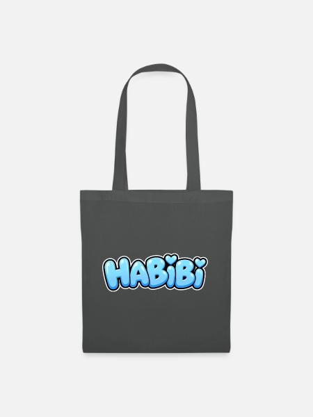 Habibi – Süßer Herz Schriftzug – Liebe - Stoffbeutel - Graphite