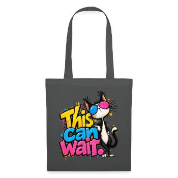 Cartoon Katze | This Can Wait - Stoffbeutel - Graphite - Vorne