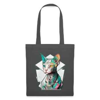 Sphynx Cat Bunter Cyberpunk Tokyo Mosaik - Stoffbeutel - Graphite - Vorne