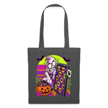 Halloween-ABA-Geist duckt sich vor Katzenkarte - Stoffbeutel - Graphite - Vorne