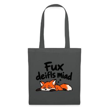 Fux deifls miad – Lustiger müder Fuchs - Stoffbeutel - Graphite - Vorne