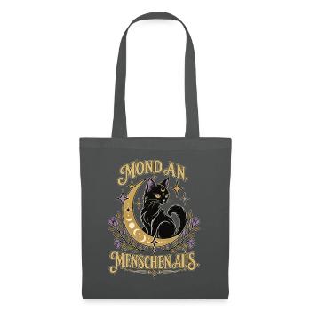 Mondkatze im Sternenkranz - Stoffbeutel - Graphite - Vorne