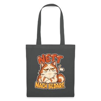 Grimmige Katze mit Spruchdruck - Stoffbeutel - Graphite - Vorne