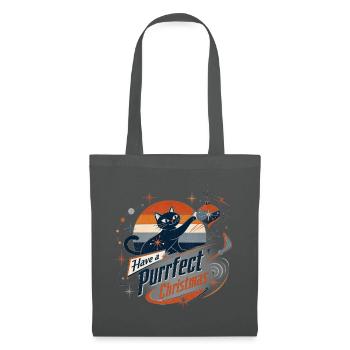 Retro Katze Purrfekt Weihnachten - Stoffbeutel - Graphite - Vorne