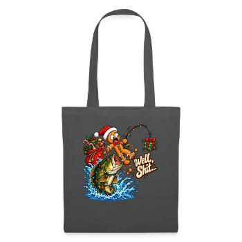 Well Shit Gingerbread Fishing Christmas Bass Humor - Stoffbeutel - Graphite - Vorne
