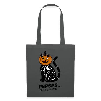 Pspsps oder Saures – Schwarze Katze Halloween - Stoffbeutel - Graphite - Vorne