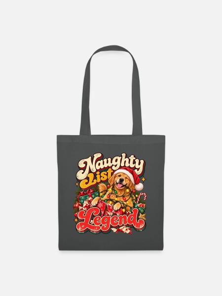 Naughty List Legend Hund im Santa-Look - Stoffbeutel - Graphite