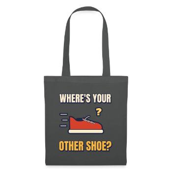 Wo ist dein anderes Schuh-Komisches Schullauf-Shirt - Stoffbeutel - Graphite - Vorne