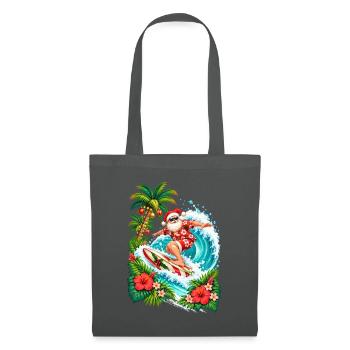 Santa reitet auf den Wellen – Tropisches Surf-Weihnachten - Stoffbeutel - Graphite - Vorne