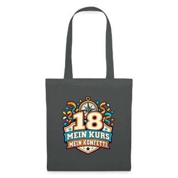18 Geburtstag – Mein Kurs, mein Konfetti - Stoffbeutel - Graphite - Vorne