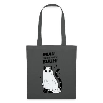 Miau äh ich meine Buuh! - Katze Gespenst Halloween - Stoffbeutel - Graphite - Vorne