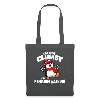 Pinguin watschlen Winter Cartoon Spruch - Stoffbeutel - Graphite - Vorne