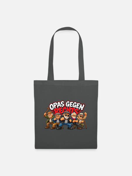 Opas Gegen Rechts Cartoon - Stoffbeutel - Graphite
