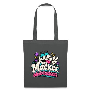 Macker bleibt locker – Fröhlicher Cartoon - Stoffbeutel - Graphite - Vorne