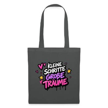 Kleine Schritte Große Träume Neon - Stoffbeutel - Graphite - Vorne