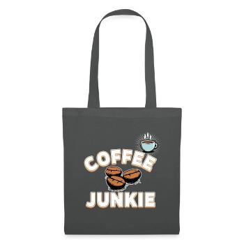 Coffee Junkie - Kaffeebohnen und Tasse - Stoffbeutel - Graphite - Vorne