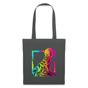 Heulender Wolf – Buntes Neon Graffiti Motiv - Stoffbeutel - Graphite - Vorne