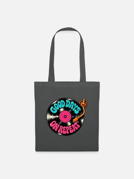 Good Days in Repeat: Vinyl Records - Stoffbeutel - Graphite