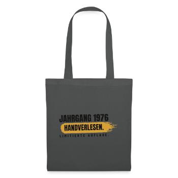 Jahrgang 1976 – handverlesen - Stoffbeutel - Graphite - Vorne