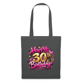 Herzlichen Glückwunsch zum 30. Geburtstag Pink Graffiti: Queen Era Geschenk - Stoffbeutel - Graphite - Vorne