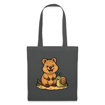 Lachendes Quokka Schnecke Glücklich Kinder T-Shirt - Stoffbeutel - Graphite - Vorne