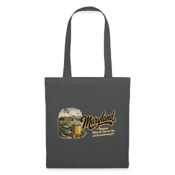 Maryland Retro Vintage Crab Old Bay Fort Design - Stoffbeutel - Graphite - Vorne