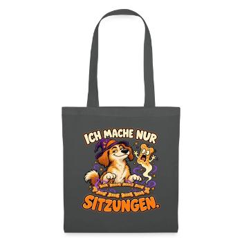 Ich mache nur Sitzungen – Halloween Comic-Hund - Stoffbeutel - Graphite - Vorne