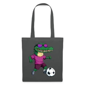 Alligator Fussball Krokodil - Stoffbeutel - Graphite - Vorne