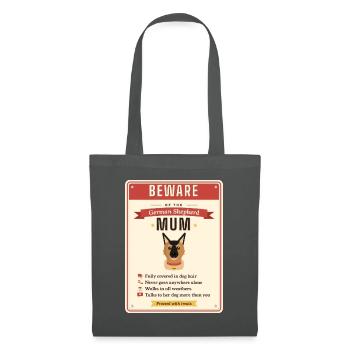 Hüte dich gegen Deutsche Schäferhund-Mama Lustige Hunde-Mama Geschenk - Stoffbeutel - Graphite - Vorne