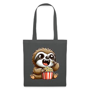 Lustiges Faultier Popcorn Kino Vampir Zähne Film - Stoffbeutel - Graphite - Vorne