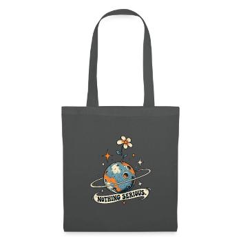 Planet mit Blume – Nichts Ernst - Stoffbeutel - Graphite - Vorne